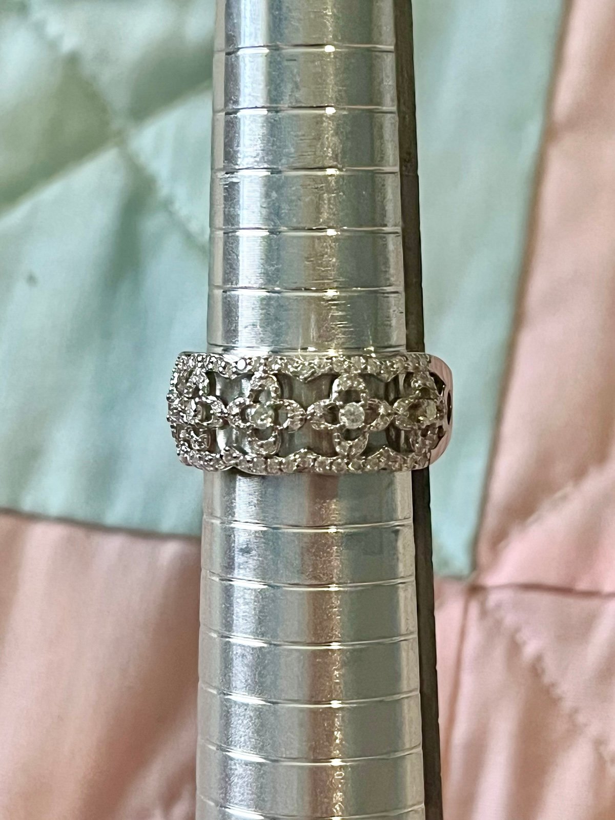 Sterling Silver intricate floral moissanite design ring