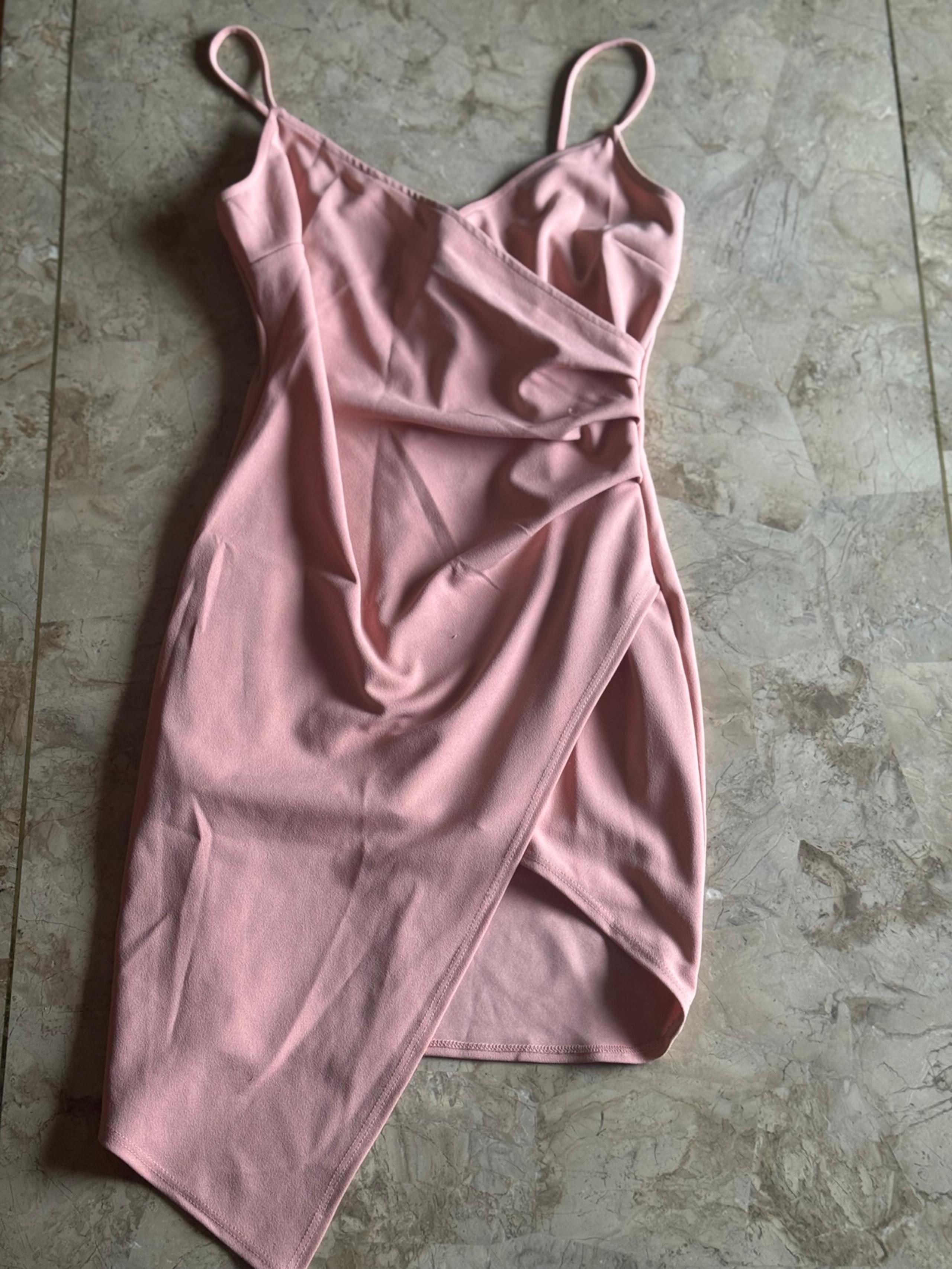 Windsor Pink Asymmetrical Ruched Cocktail Dress