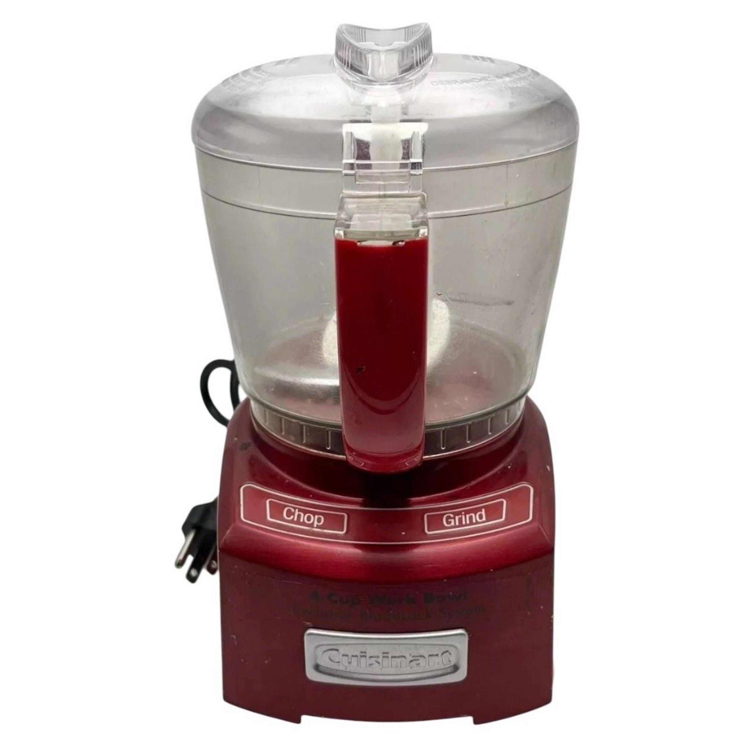 Vintage Cuisinart 4 Cup Work Bowl CH- 4MR Red Automatic Food Processor TESTED