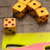 Old mustardy butterscotch Michigan Red dice set 122923@