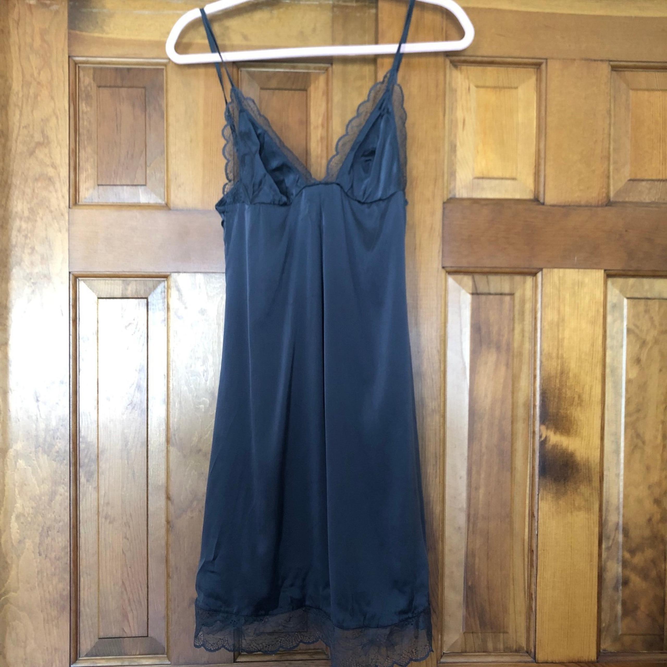 Charcoal Grey Malizia La Perla Silk Chemise Slip 2