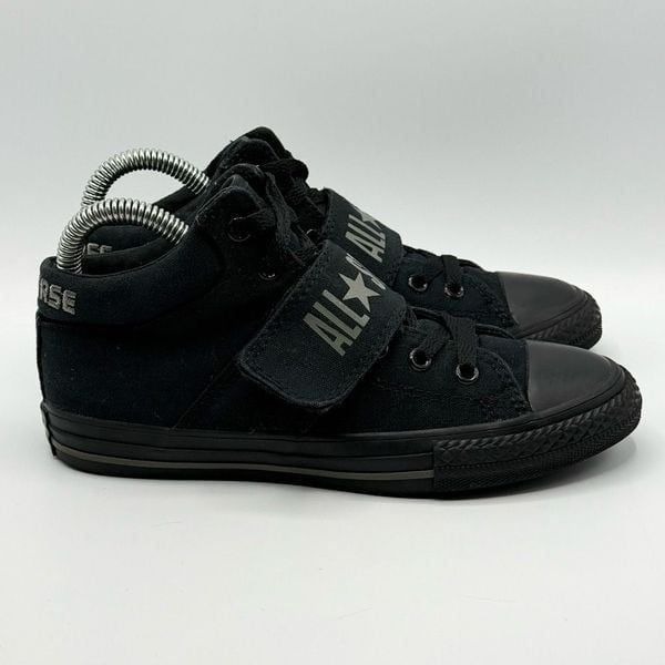 Converse All Star All Black High Top Logo Aplix Lace Up Sneakers - Big Kid US 3
