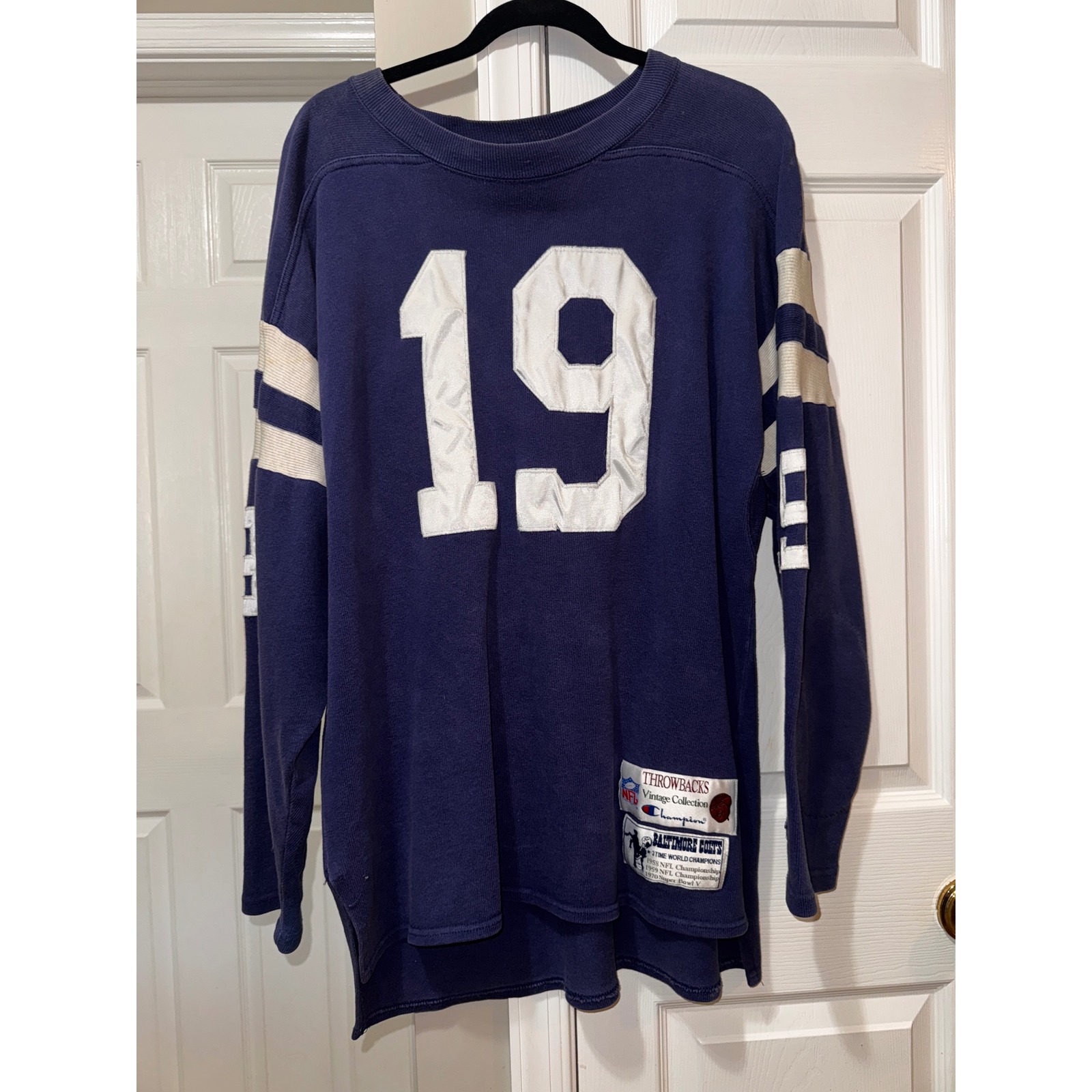 Champion Throwbacks Vintage Baltimore Colts #19 NFL Football Jersey L