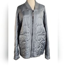 Old Navy Vintage Men's Gray Puffer Bomber Jacket