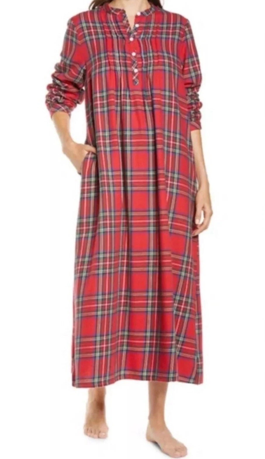 L.L. Bean Scotch Plaid Flannel Nightgown Pin Tuck Size 1X New w/ Tags