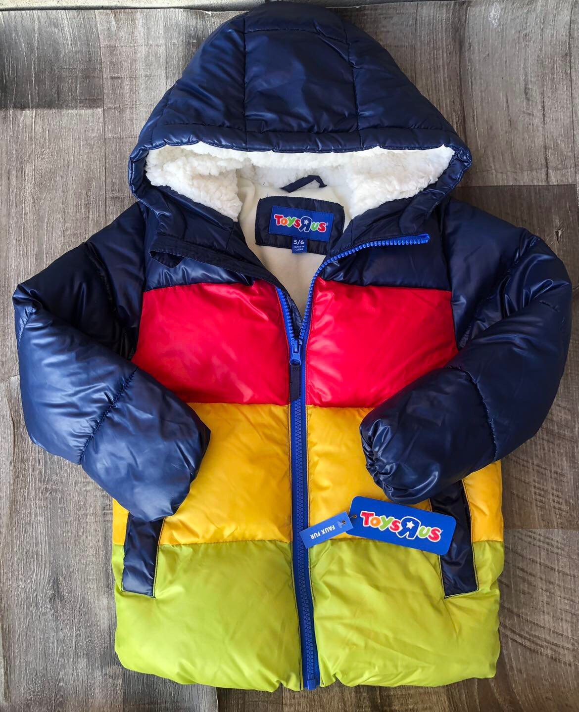 New TOYS R US Heavy Weight Stripe Puffer Coat Sizes available 2T 5/6