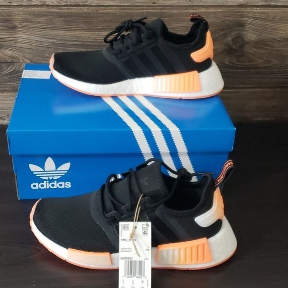 New Adidas NMD R1 Black Orange Sneakers