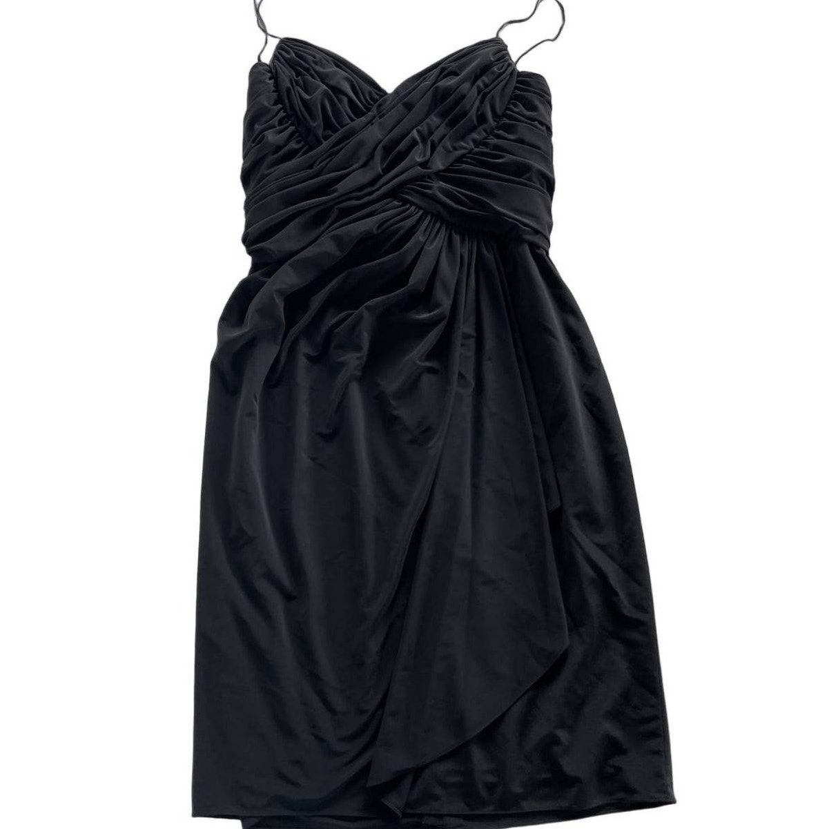 Nancy Johnson Premiere Dress Womens 10 Black Ruched V-Neck Cocktail Vintage