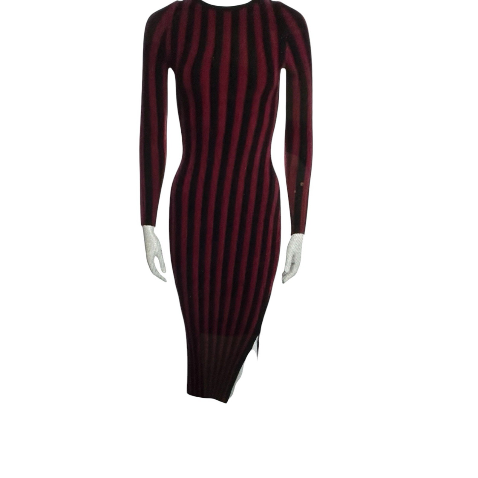Beautiful Altuzarra Red & Black Stripped Amelia Knit Dress Size Medium Pre-owned