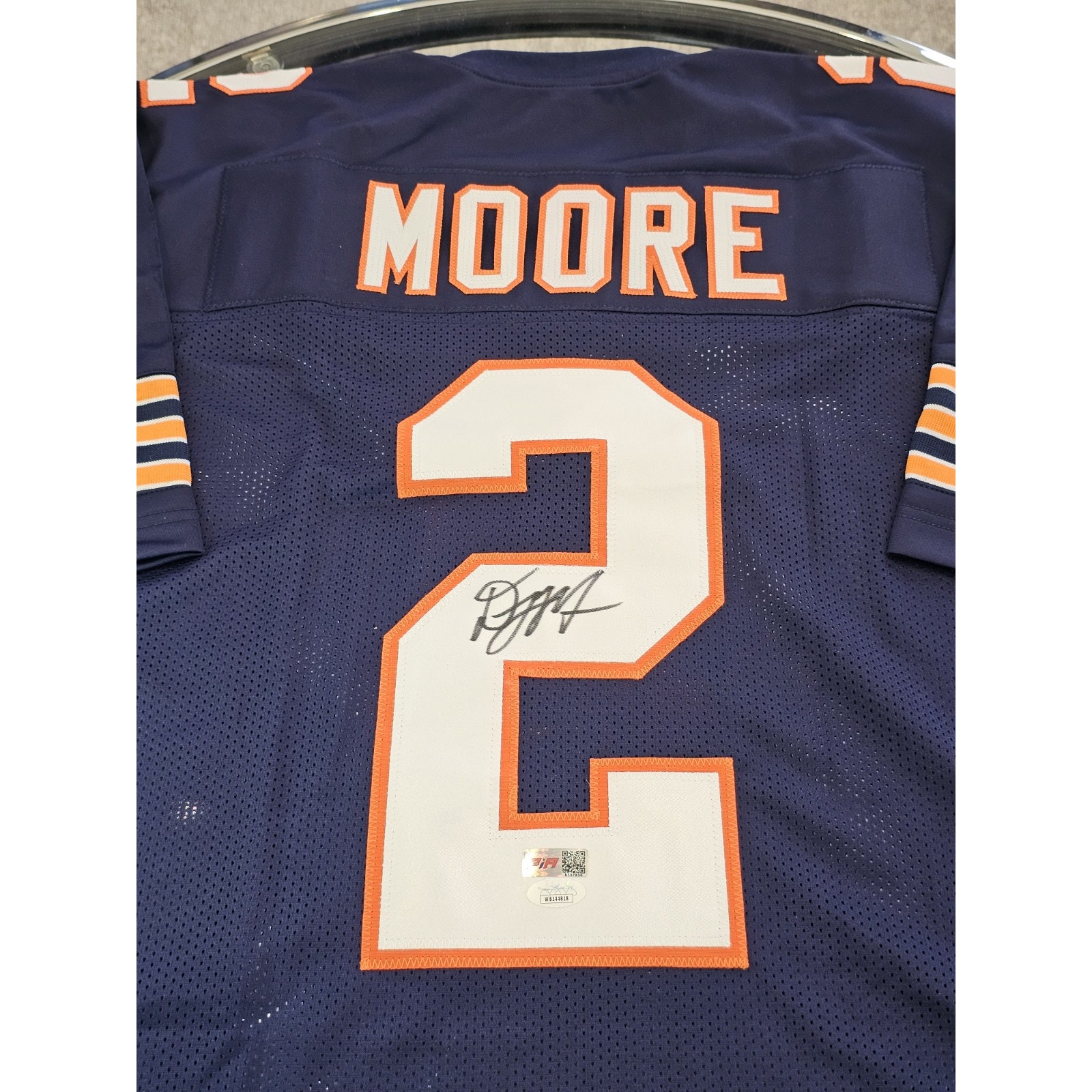 D.J. Moore Autographed/Signed Jersey JSA Sticker Blue Custom Jersey DJ