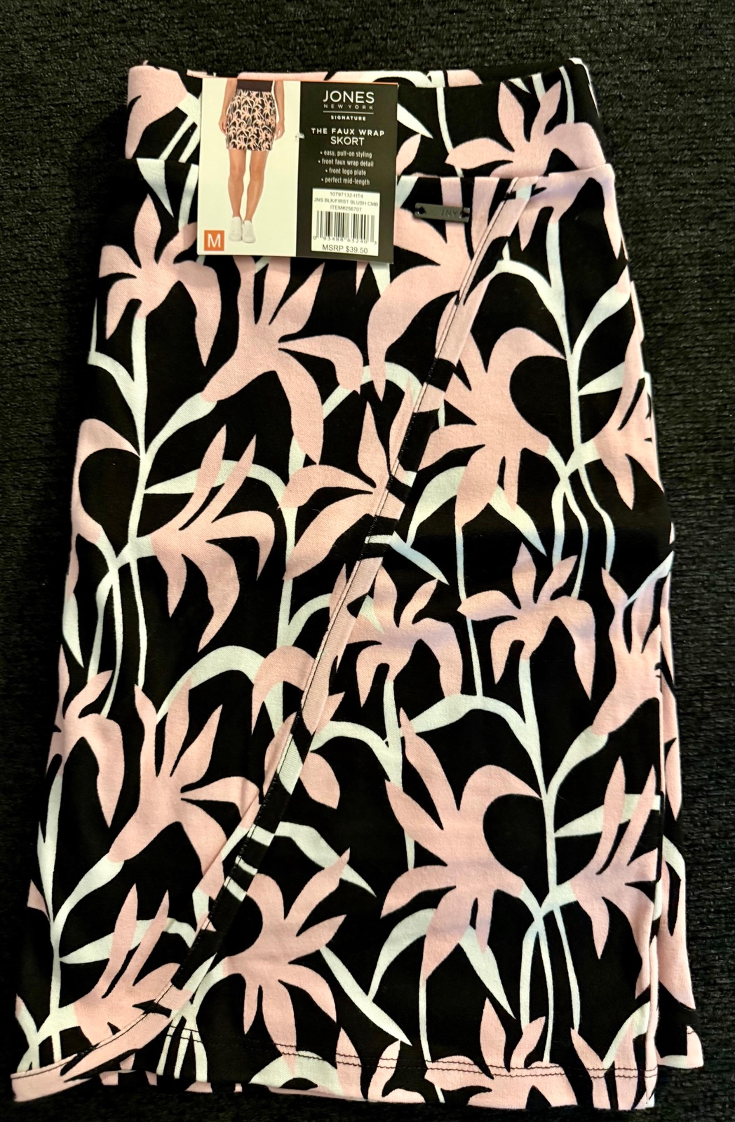 JONES NEW YORK JNY WOMENS SIZE M WRAP AROUND SKORT PINK & BLACK NEW WITH TAG
