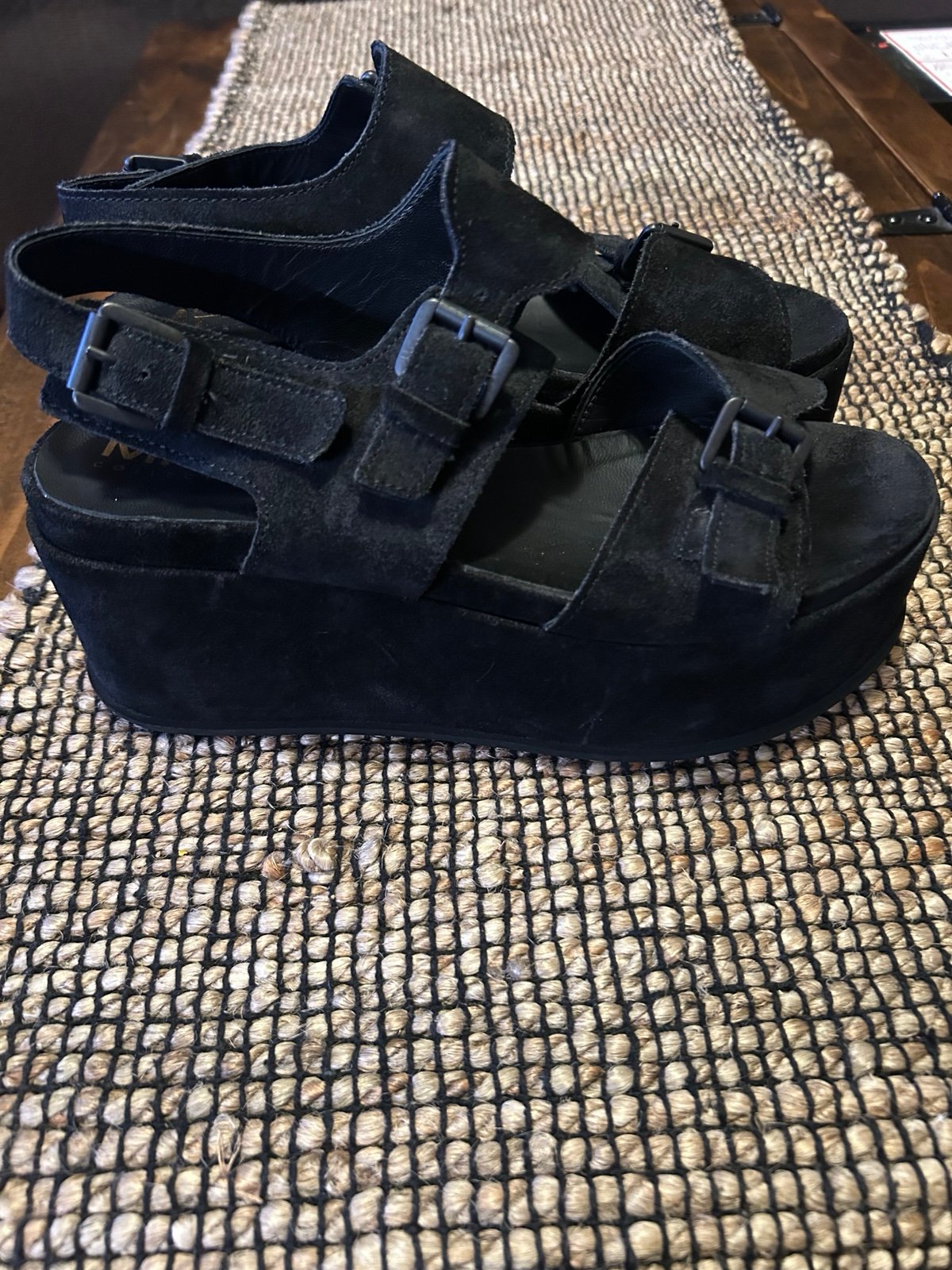 Suede platform sandals, size 38