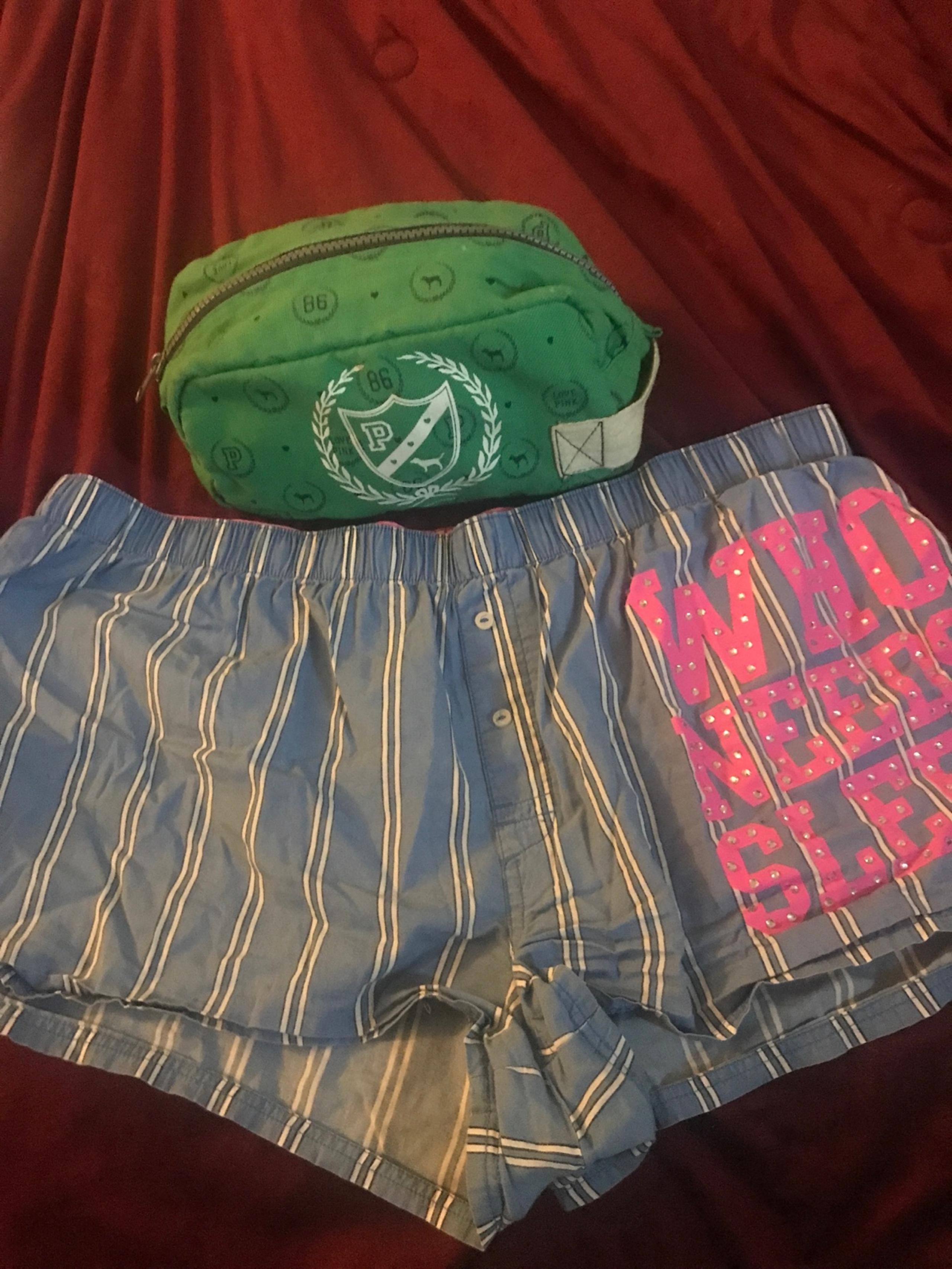 Victoria’s Secret pink vintage Lot bundle sleep shorts makeup bag y2k