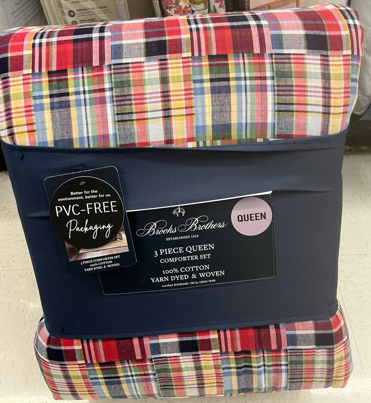 Brooks brothers plaid cotton comforter set !