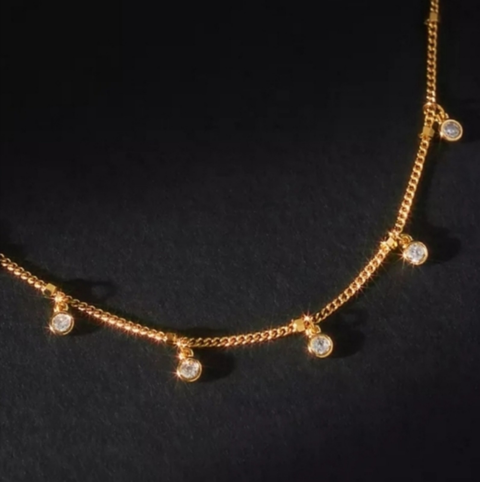 Anthropologie Gold Floating Bezel Necklace