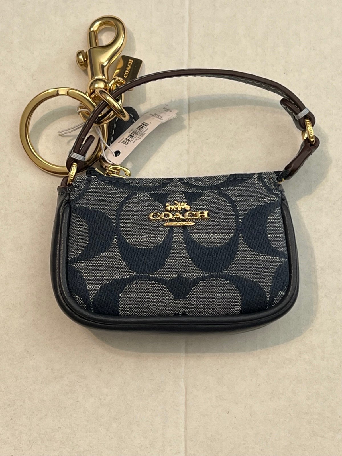 Coach MINI NOLITA BAG CHARM IN SIGNATURE CHAMBRAY