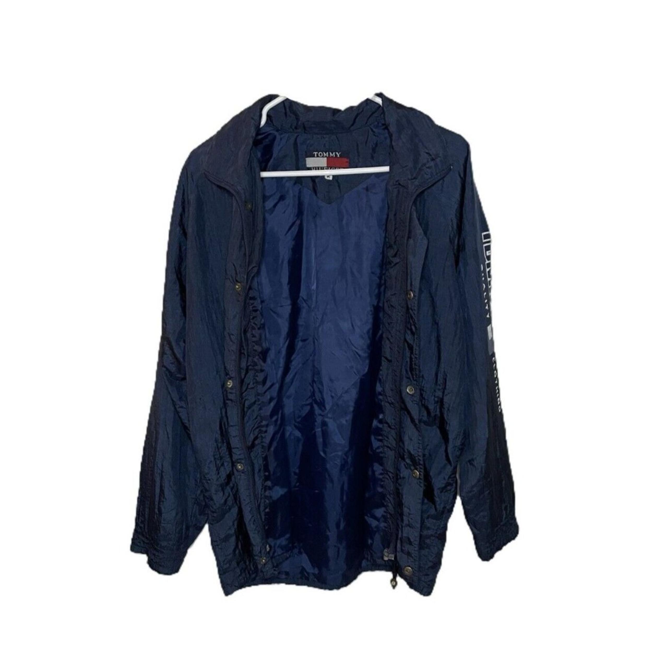 Tommy Hilfiger Windbreaker Jacket Full Zip Branded Navy Blue Men M