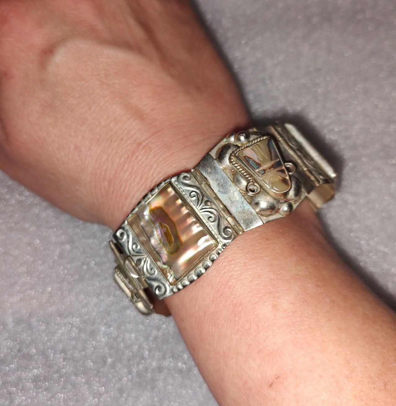 Mother of pearl and sterling silver Bracelet vintage
