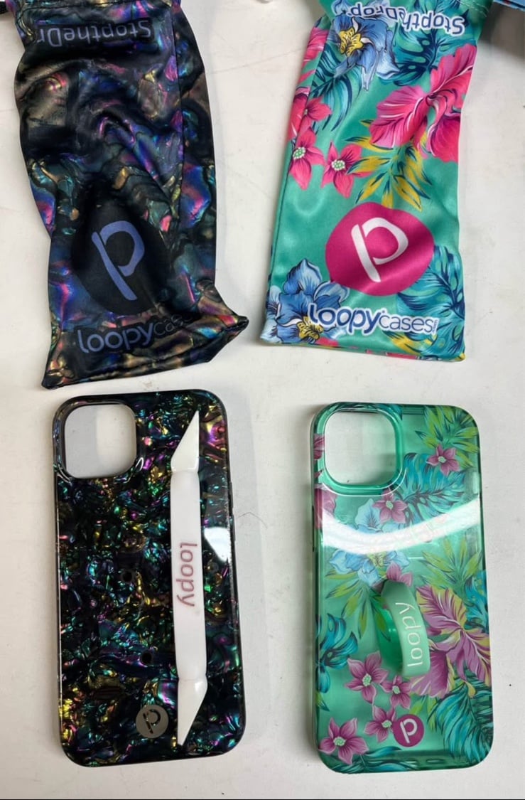 iPhone 13 loopy cases X2 Abalone & Clear Sea Glass Floral
