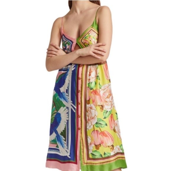 Farm Rio Women’s Double Scarfs Pastel Midi Dress - Size XS