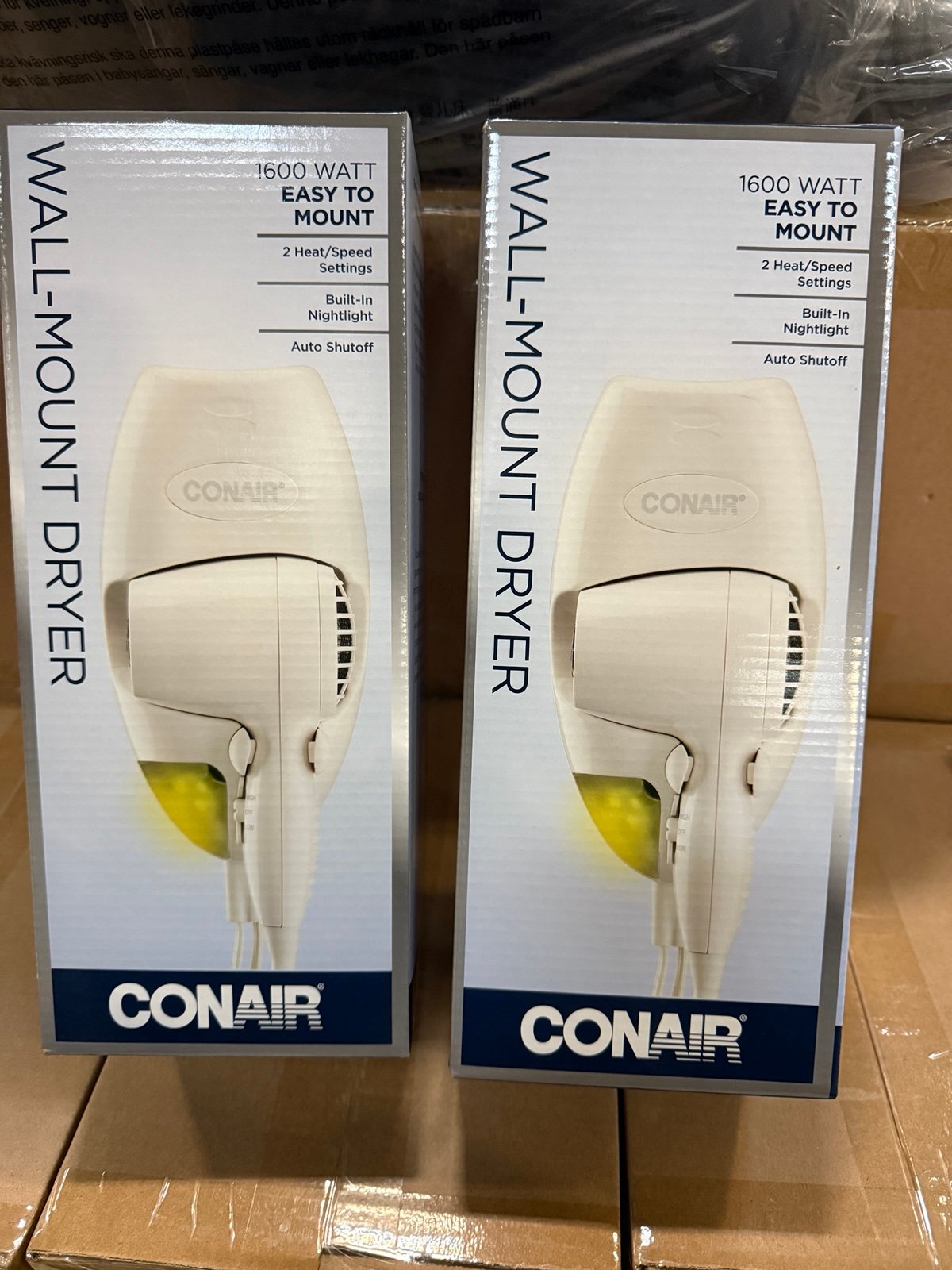 2-pack Conair 134NR Wall Mounted Dryer - White