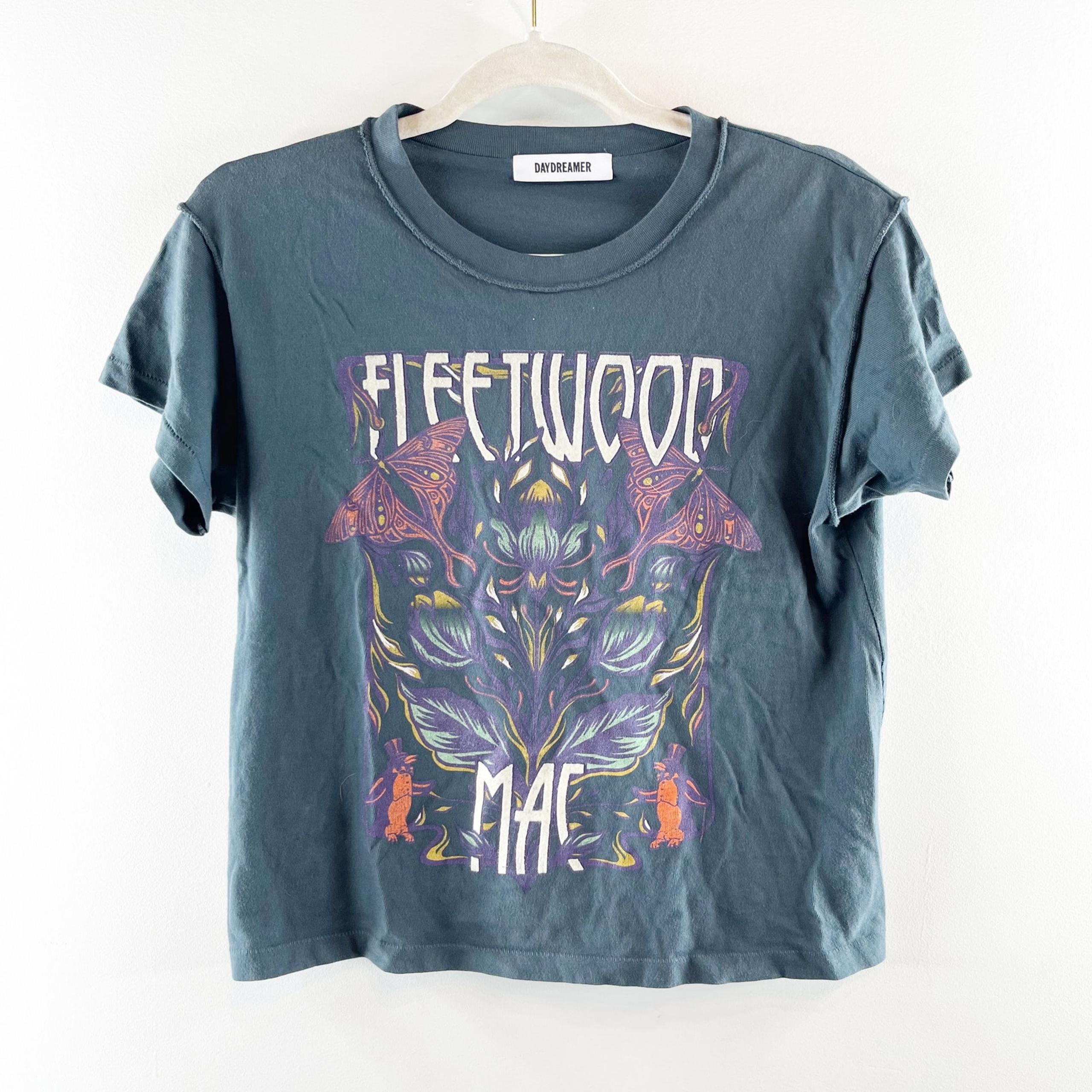 Daydreamer Fleetwood Mac Short Sleeve Crewneck Cotton Band Tee Blue XS