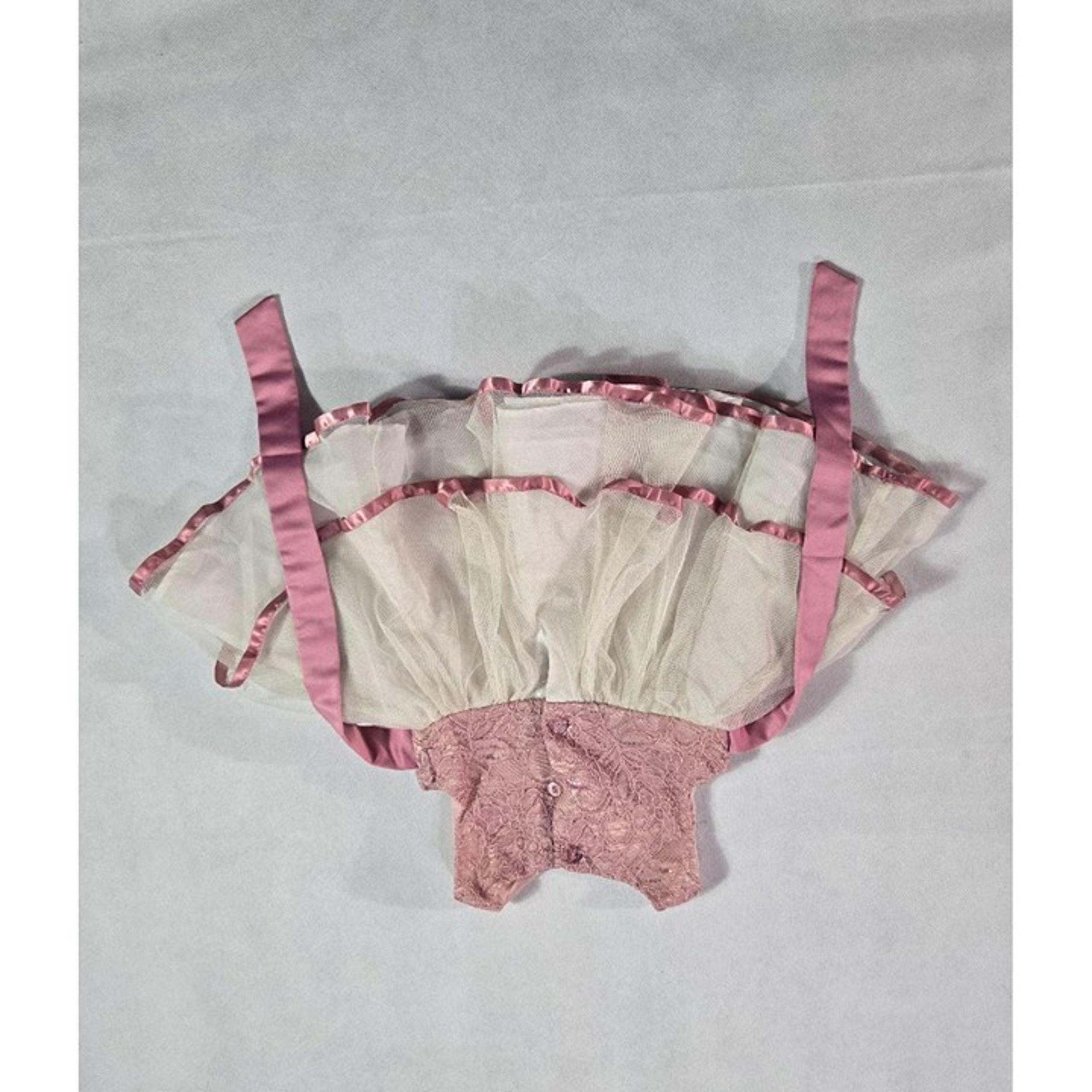 Rare Editions Pink Lace White Tulle Satin Straps Tutu Dress Girls 6M