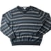 Pronto Uomo Men’s XXL Cotton Cashmere V Neck Pullover Striped Preppy Gray Office