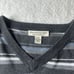 Pronto Uomo Men’s XXL Cotton Cashmere V Neck Pullover Striped Preppy Gray Office