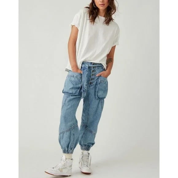 Free People Mai Tai Jogger Woodstock Blue Jeans NWT Women’s Size Small