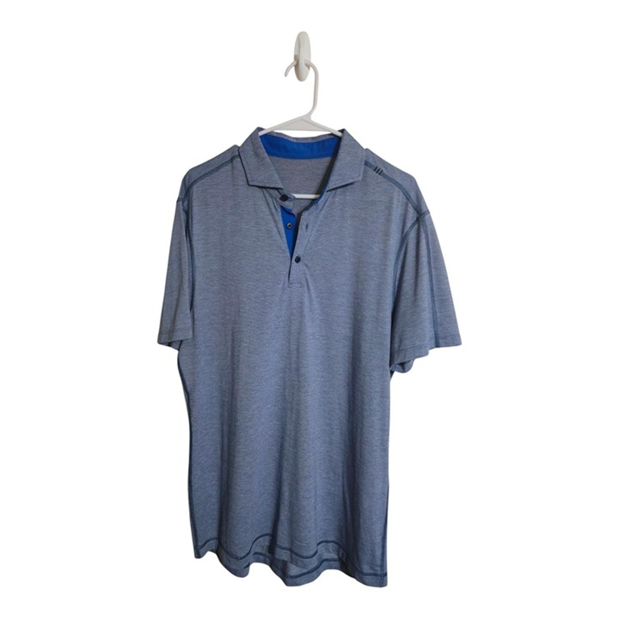 Lululemon Shirt Men L Blue Metal Vent Tech Polo Athleisure Golf Tennis Preppy