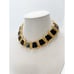 Anne Klein Gold Tone Black Enamel Byzantine Couture Statement Necklace