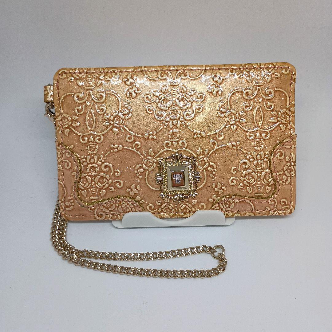 Annasui Pass Case Roomy Embossed Chain Strap Card Holder