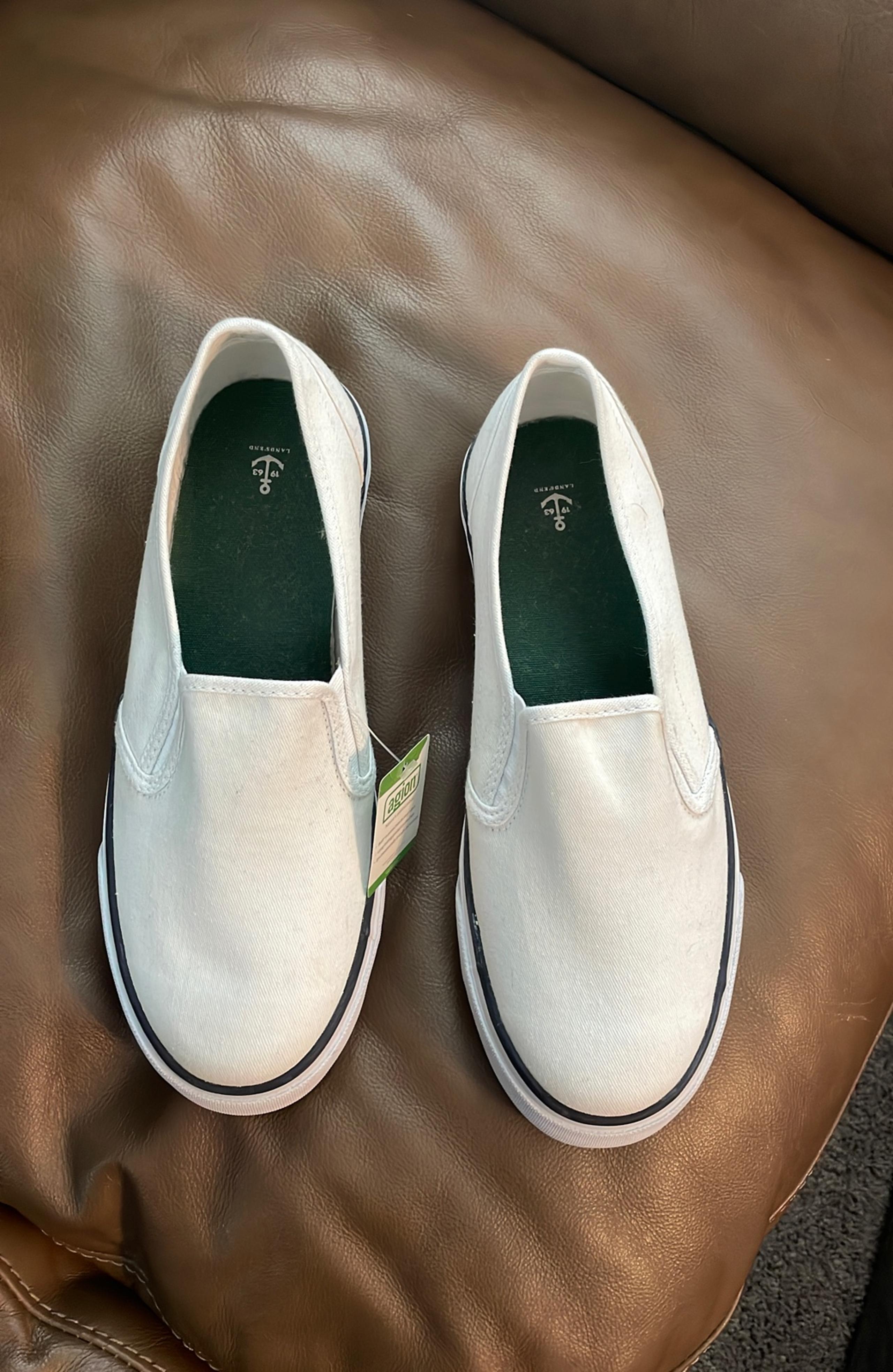 Lands End white slip on shoes sz 6 boys NEW