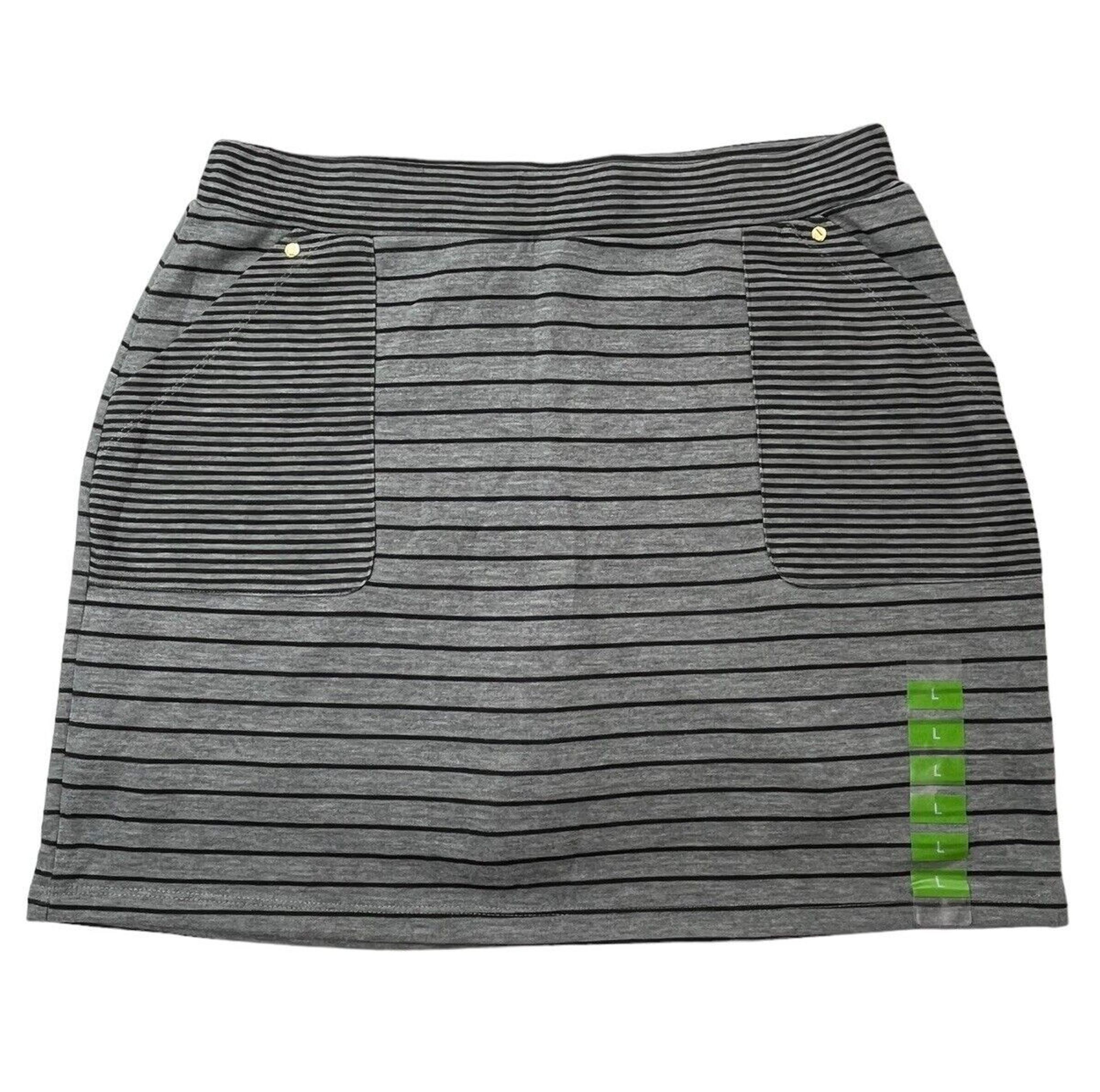 Jones New York Women's Size Large L Stretch Striped Pockets Knit Skirt Skort NWT
