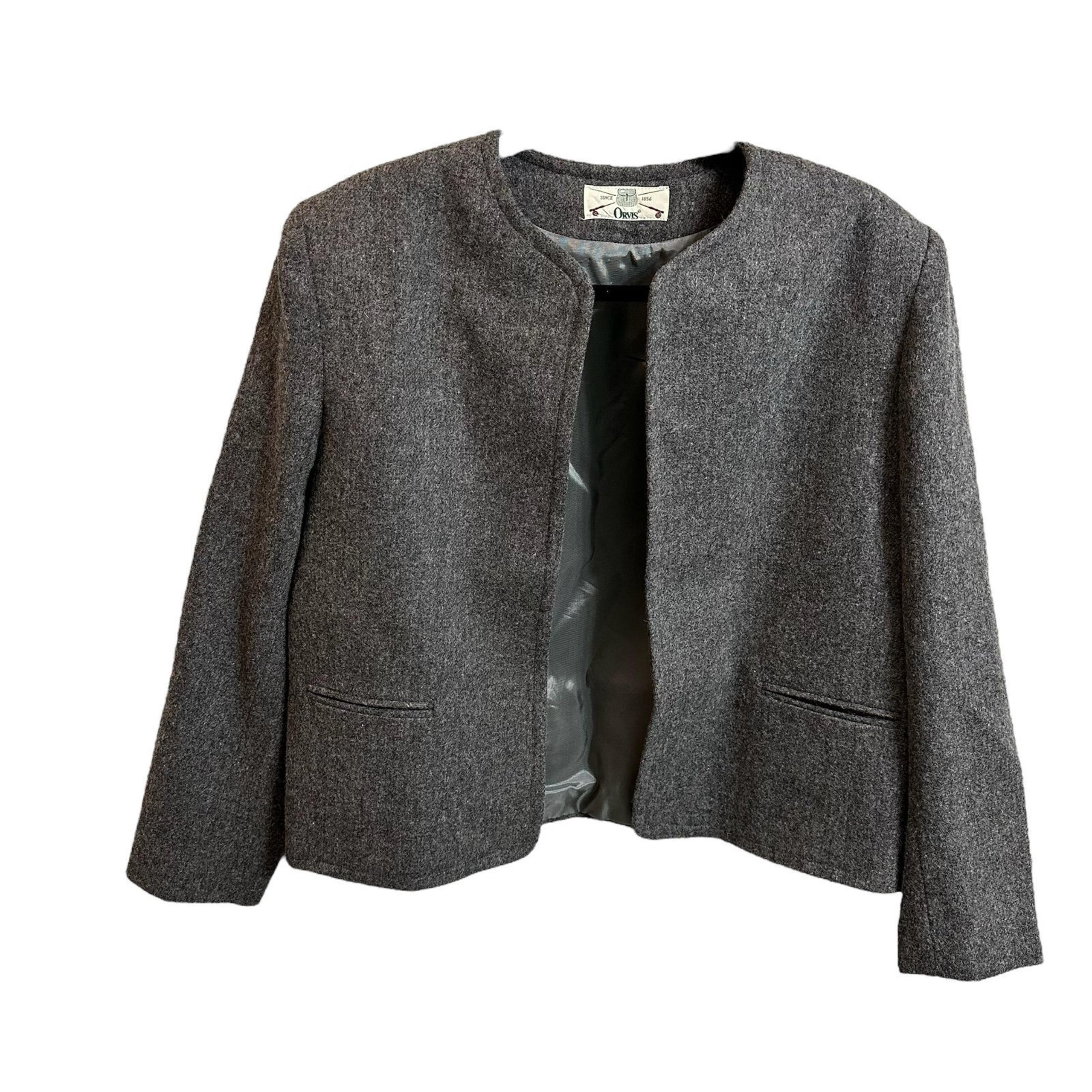 Orvis Open Front Tweed 100% Wool Blazer Women's Size 12