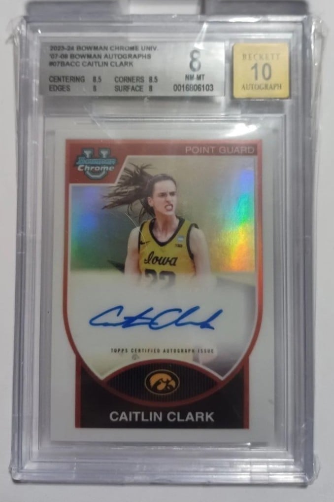 Caitlin Clark AUTO RC #12/99 Bowman U CHROME '07 Design Beckett 10 GOLD LABEL!