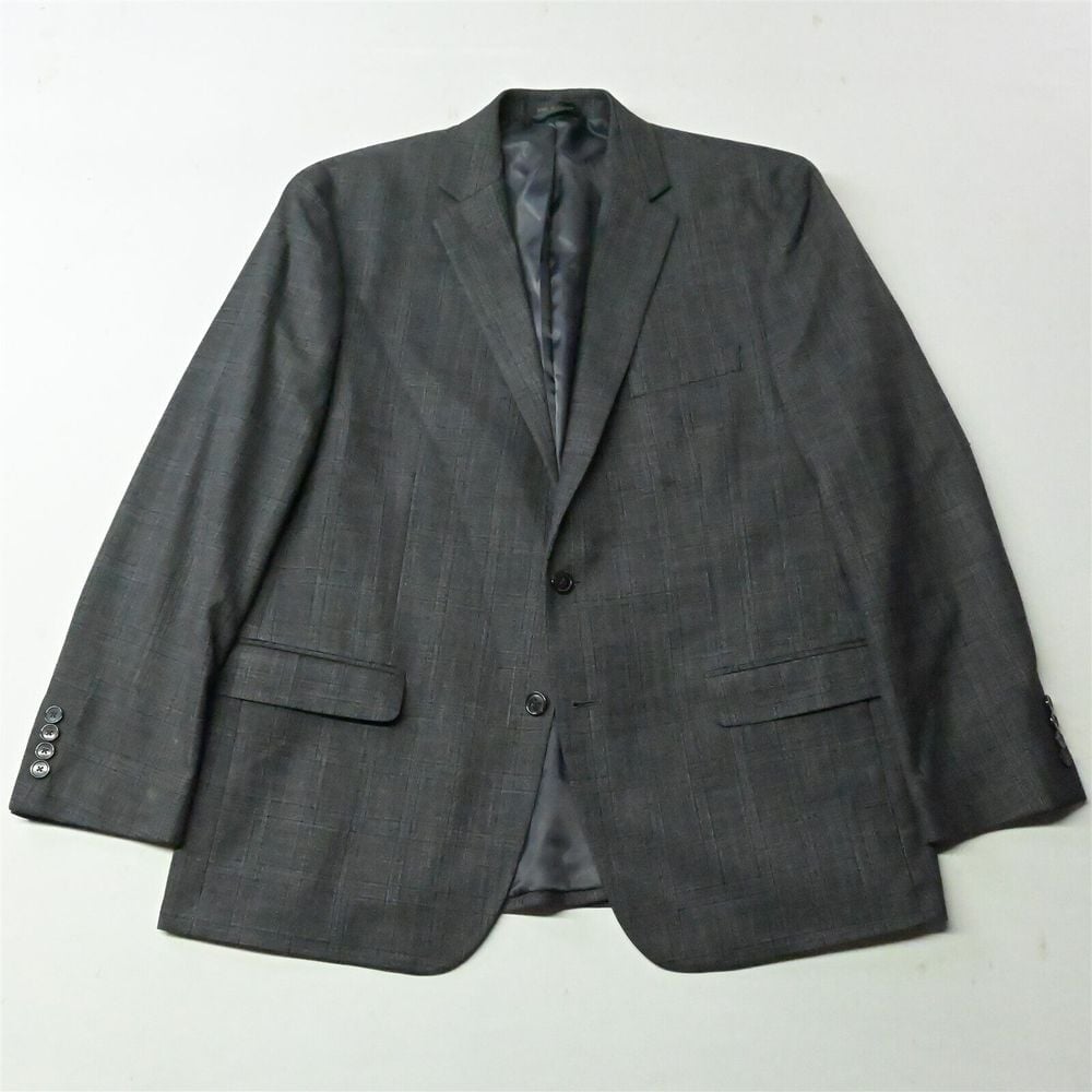 Chaps Ralph Lauren 44R Black Gray Plaid Mens Blazer Sport Coat Jacket