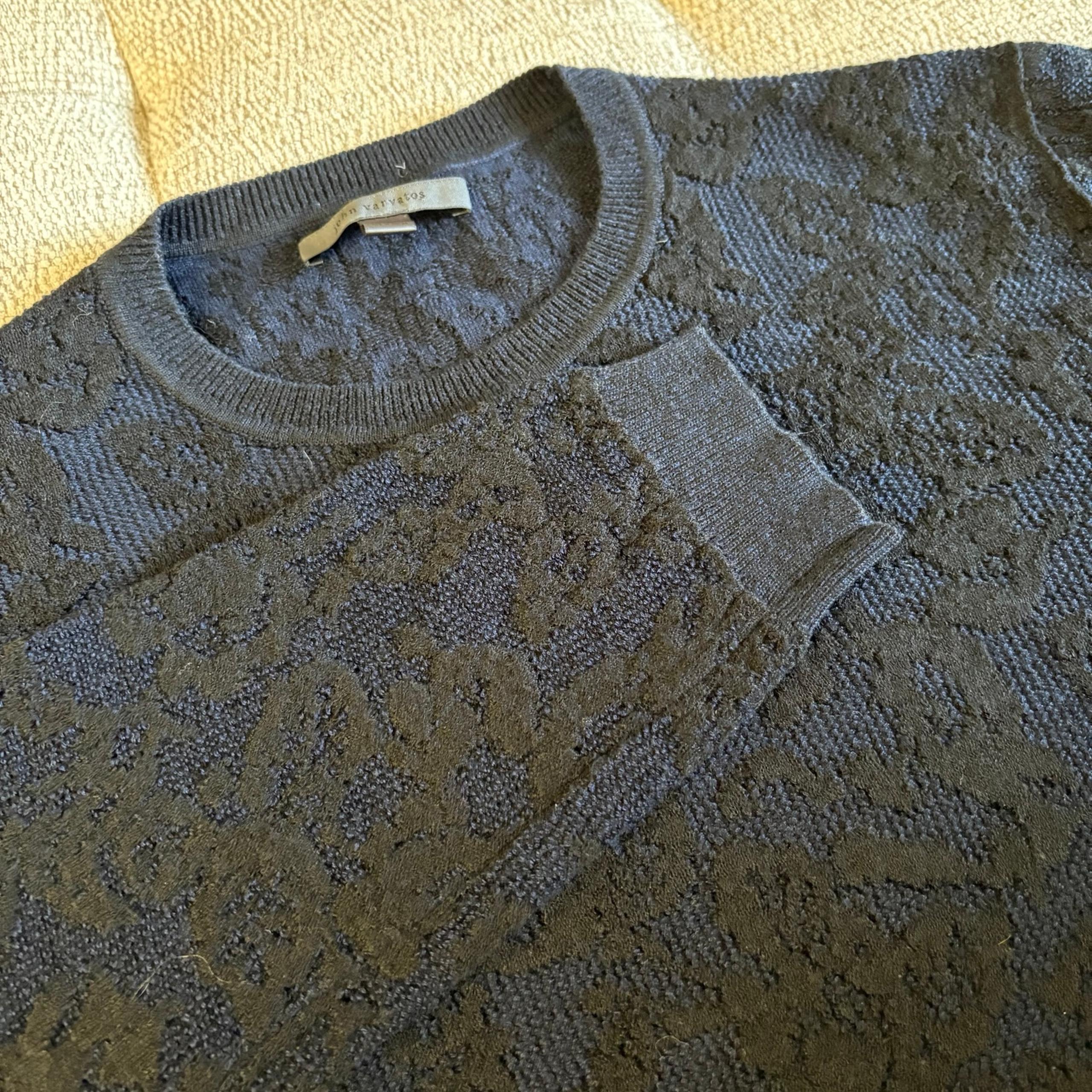JOHN VARVATOS linen Wool Hansel Terry Crew Textured Long Sleeve Sweater Size XS