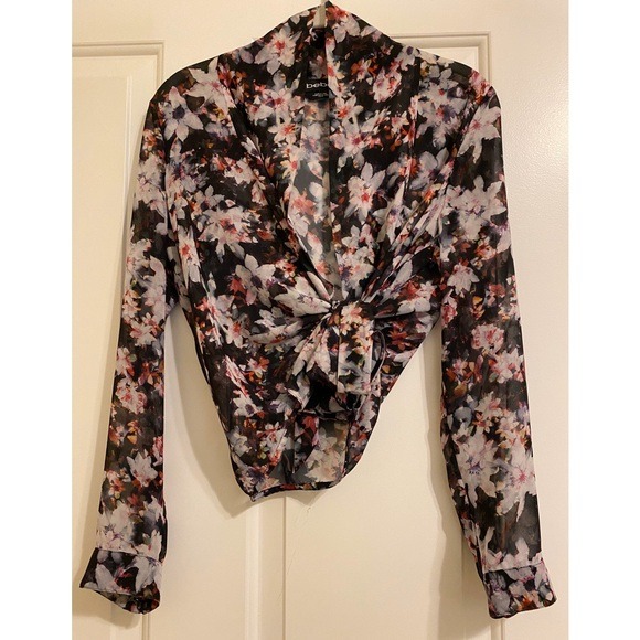 Floral knit bottoming shirt female long-sleeved T-shirt BM Slim V-colored clothi