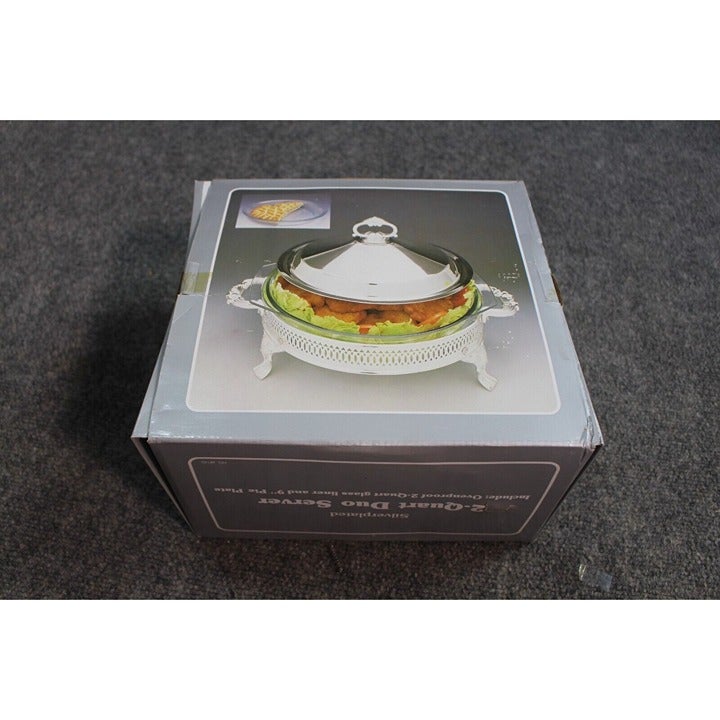 Silver Plated 2 Quart Server - Vintage (Ovenproof Liner & Pie Plate) NEW IN BOX