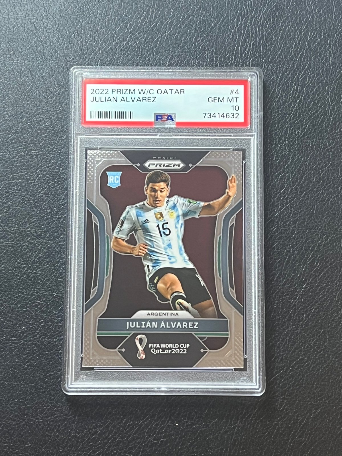 2022 Panini Prizm World Cup #4 Julian Alvarez ROOKIE RC ARGENTINA PSA 10 GEM MT