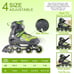 Roller Blades Adjustable Size for Kids Adult 4 Wheels Children Boys Girls Gift