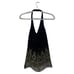 J. R. Nites by Caliendo Black Sequenced Pattern Glitter Women's Halter Top