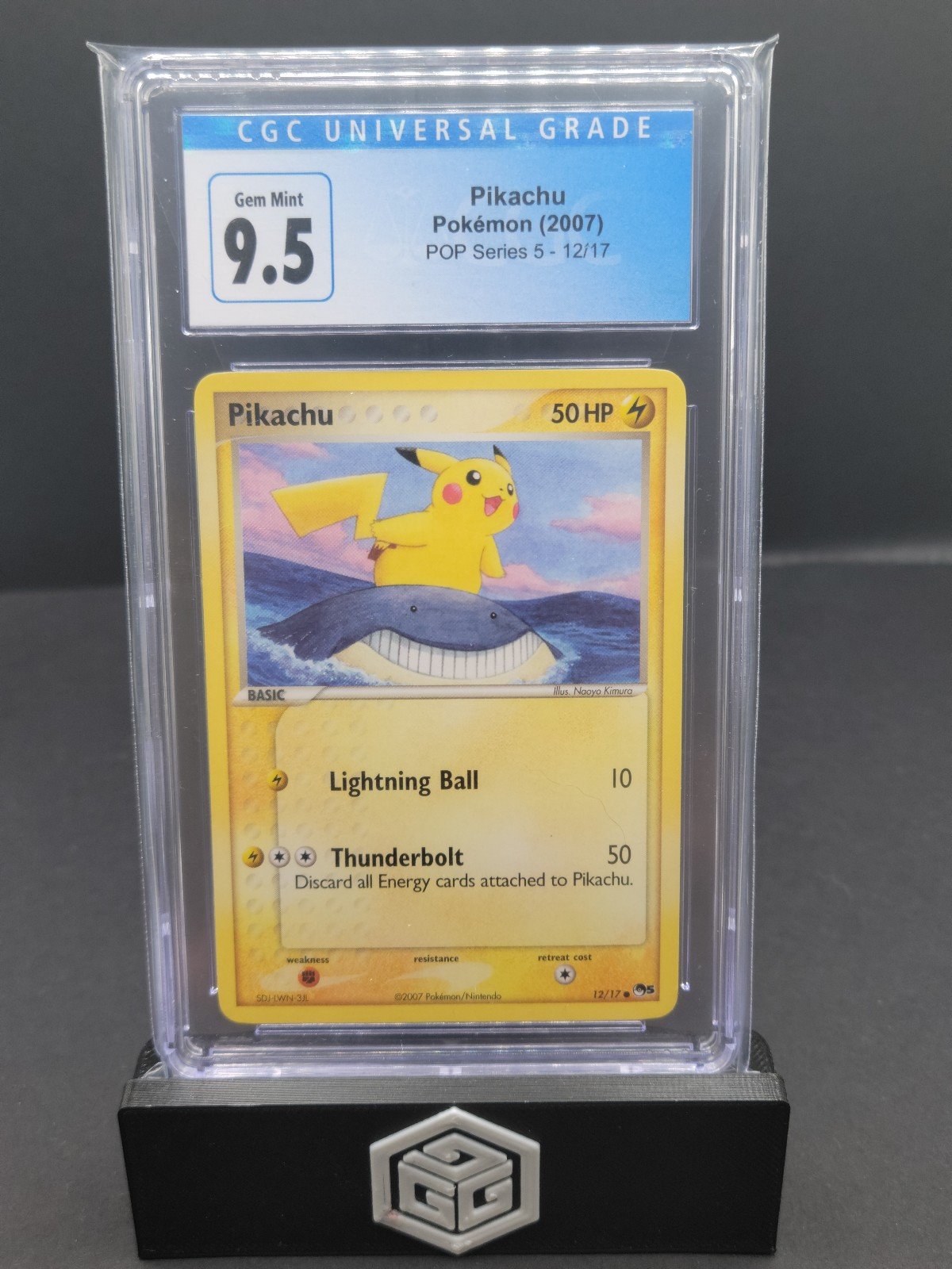 CGC 9.5 GEM MINT Pikachu POP Series 5 Pokemon Non-Holo 2007 #12/17 PSA