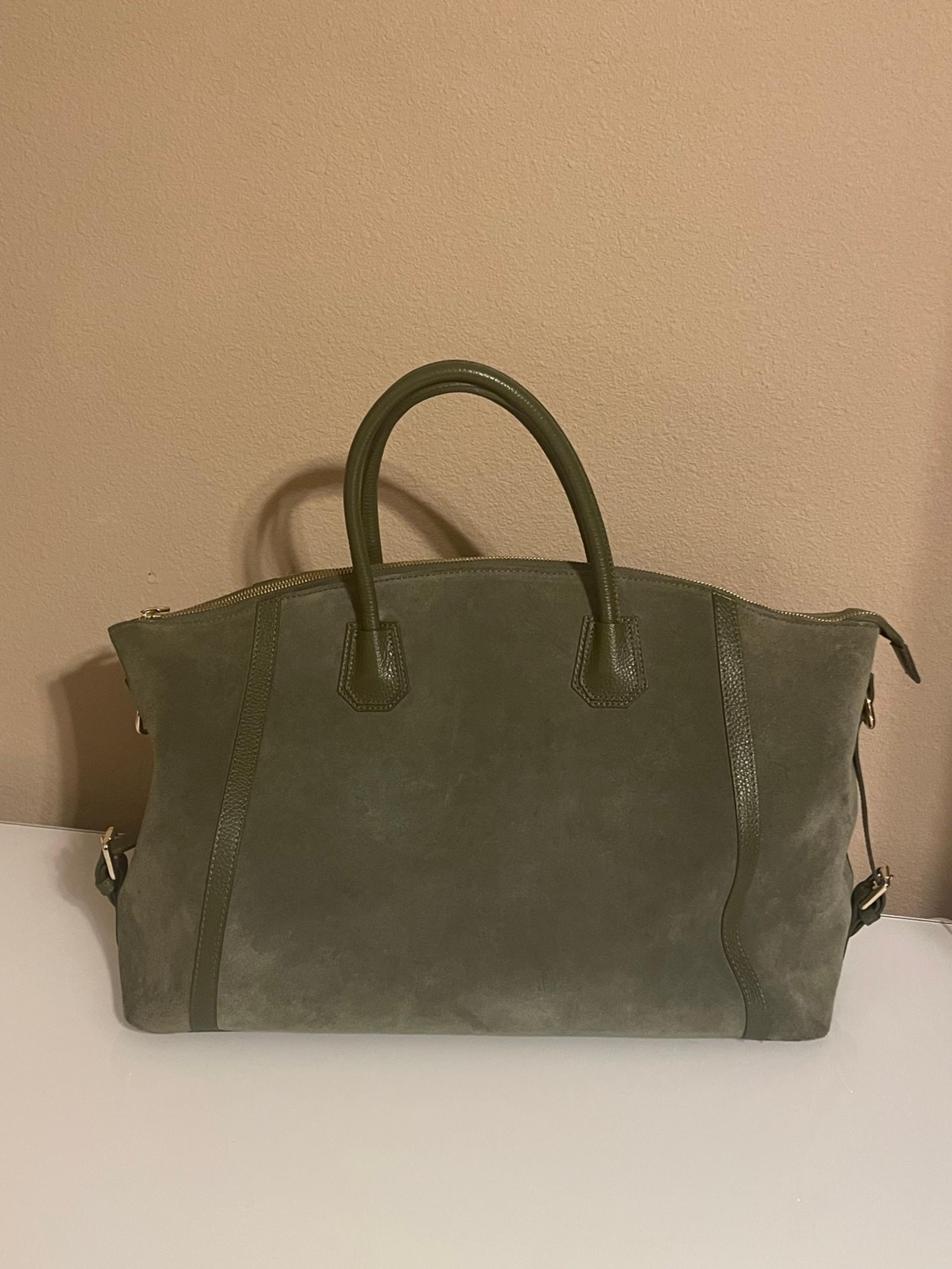 La Via Firenze green suede leather handbag