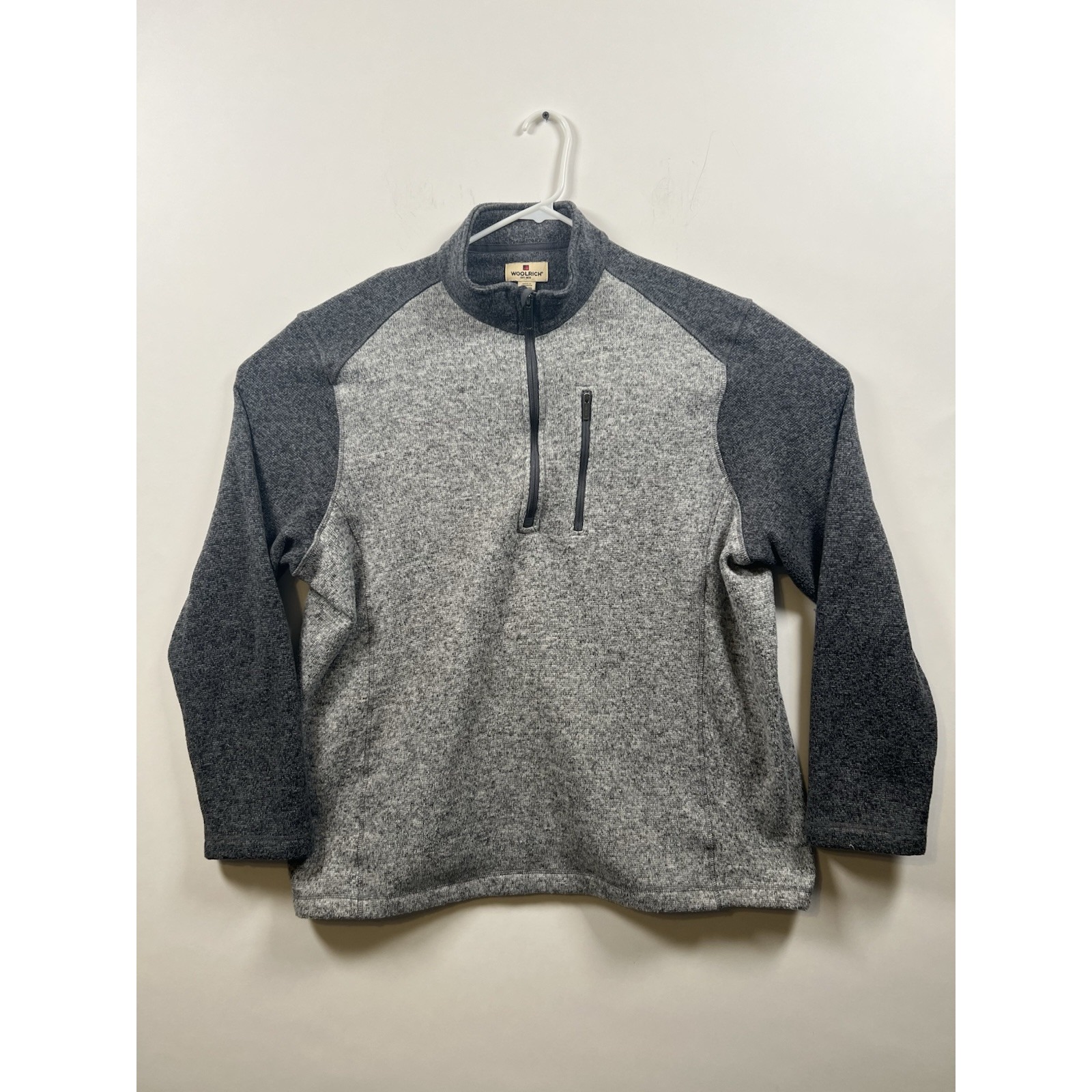 Woolrich 2XL Men 1/4 Zip Heathered Gray Fleece Pullover Front Pocket Gorpcore