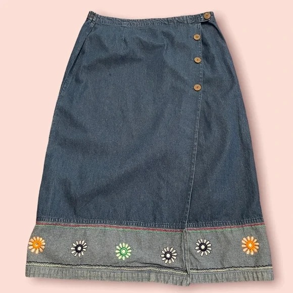 Denim Wrap Around Maxi Skirt