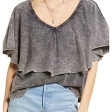 Free People Acid Washed Cropped Top Gray Shirt Women's Size XS(Medium-Large) h7
