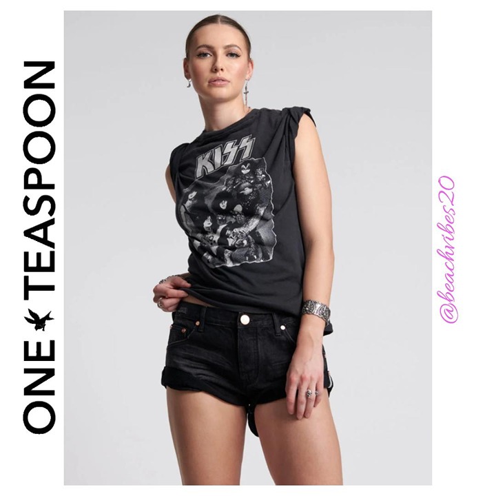 ONE TEASPOON Bandits Low Waist Denim Shorts Archived Worn Black 30 NWT O-176